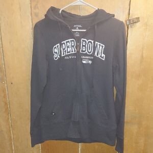 Antigua Navy Blue Seattle Seahawks Super Bowl XLVIII Champions Hoodie Womans Med